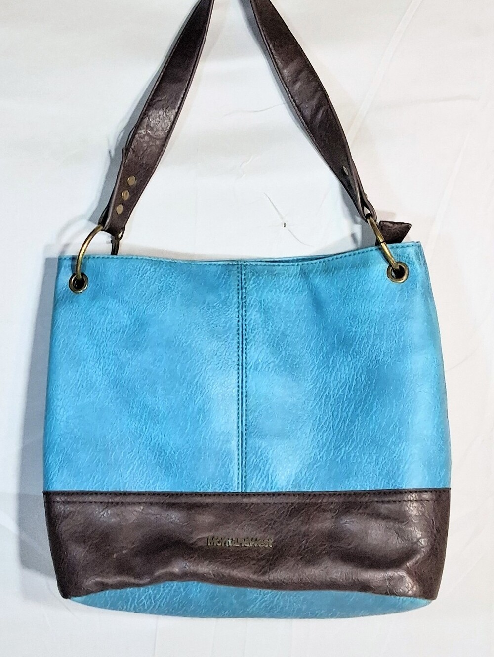 Montana West 10" H 14" W Turqoise Blue Hobo Zipper Closure Purse/Bag